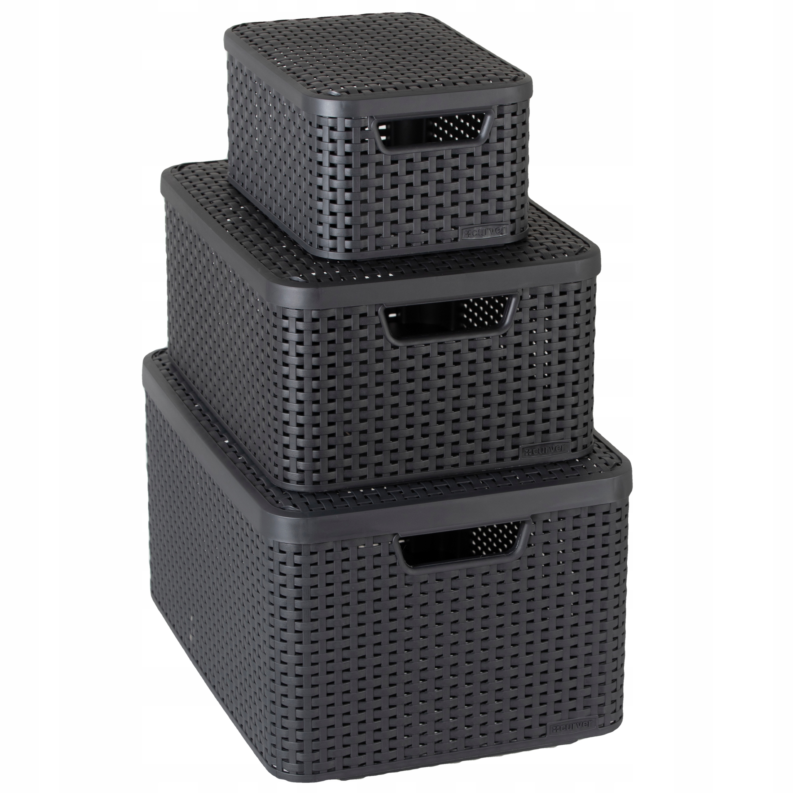 

3x Pudełko Koszyk Zestaw Rattan Pokrywa Curver