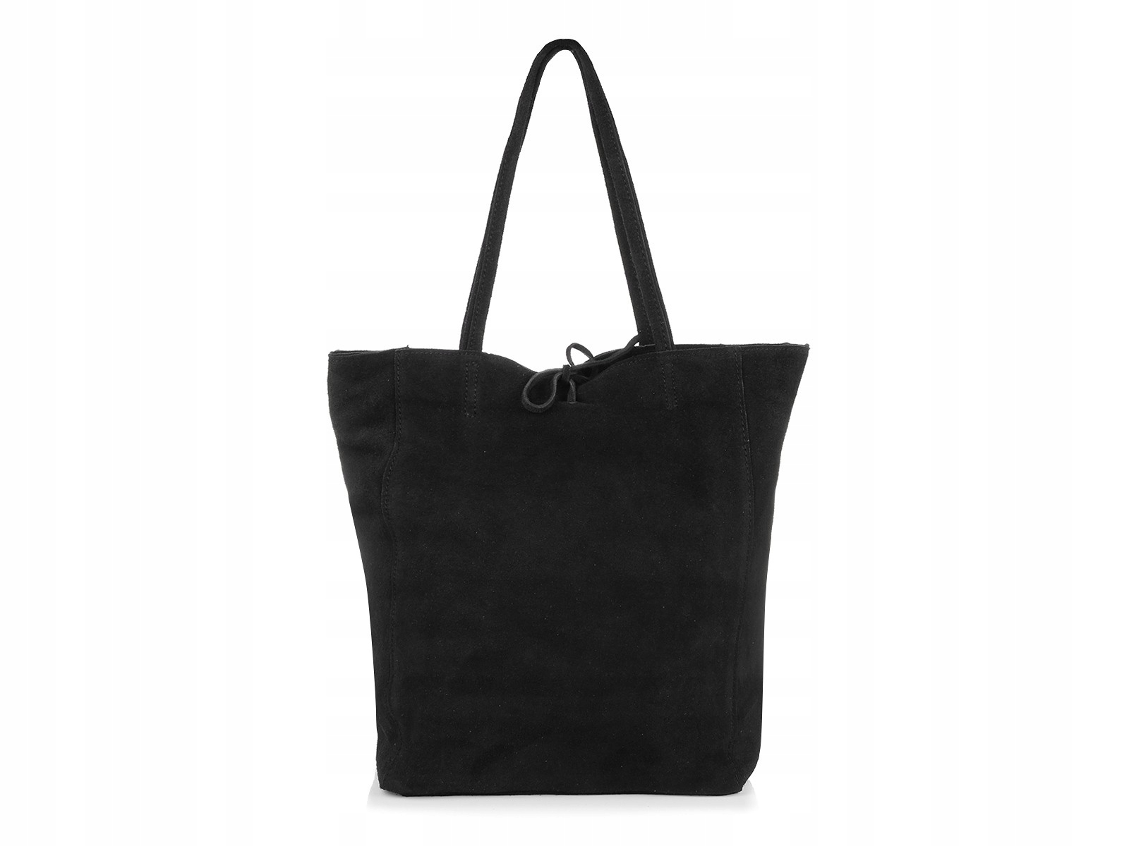 Dámská kožená semišová kabelka velká italská shopperka černá W18