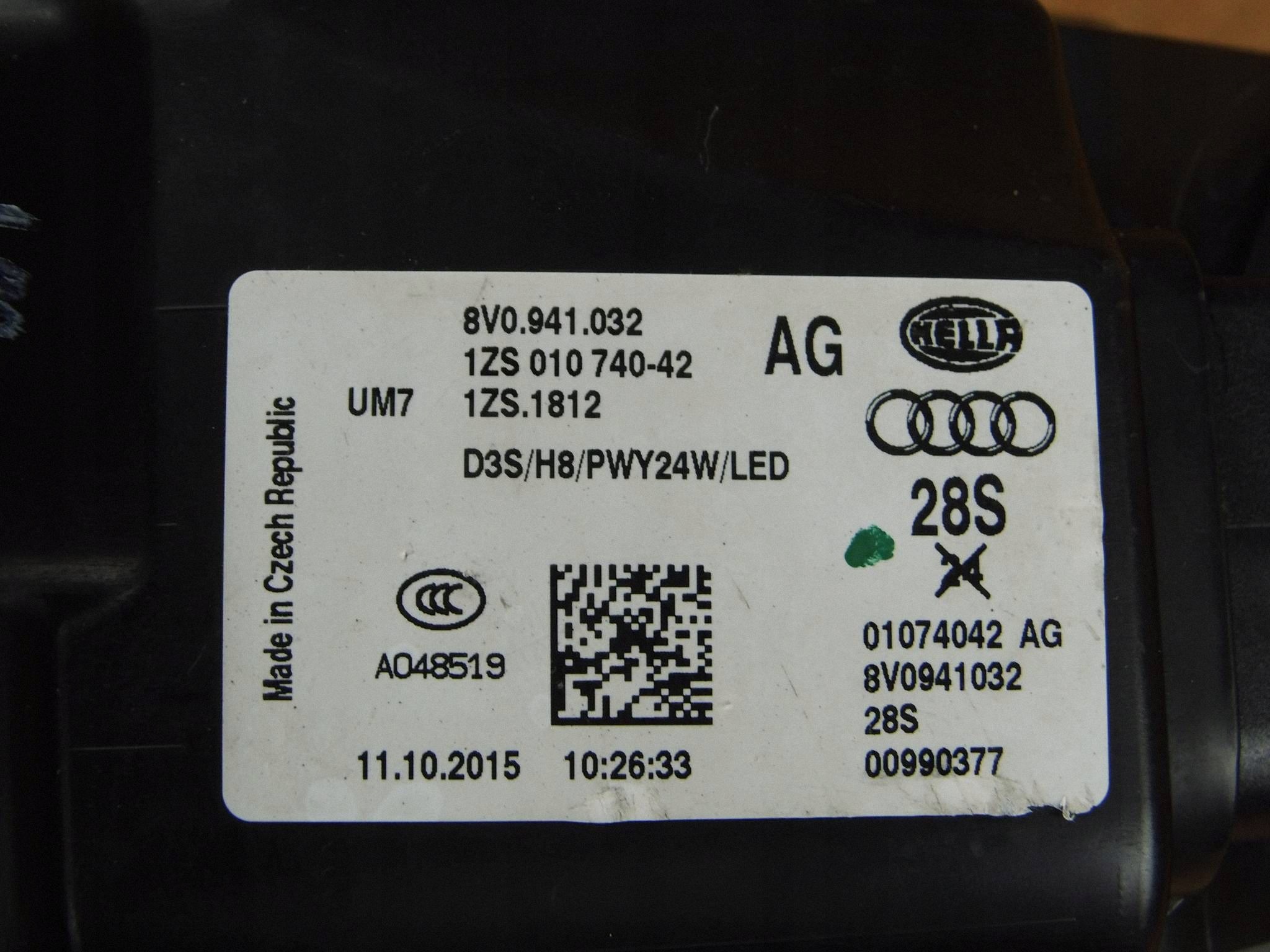 Audi A3 2012-2016 8V light right front front right 8V0941032