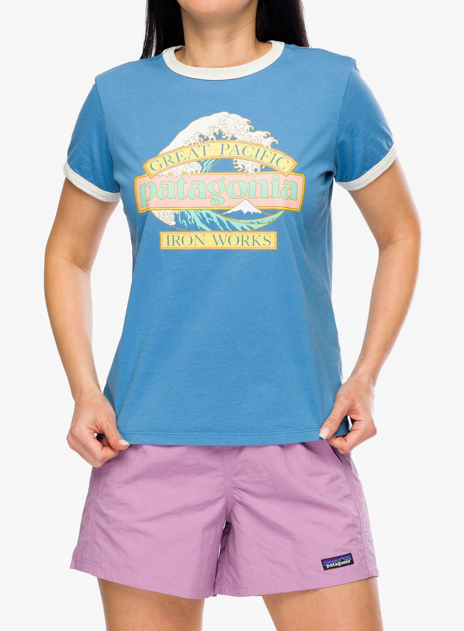 Dámské bavlněné tričko Patagonia Great Waves Ringer Tee světle modré L
