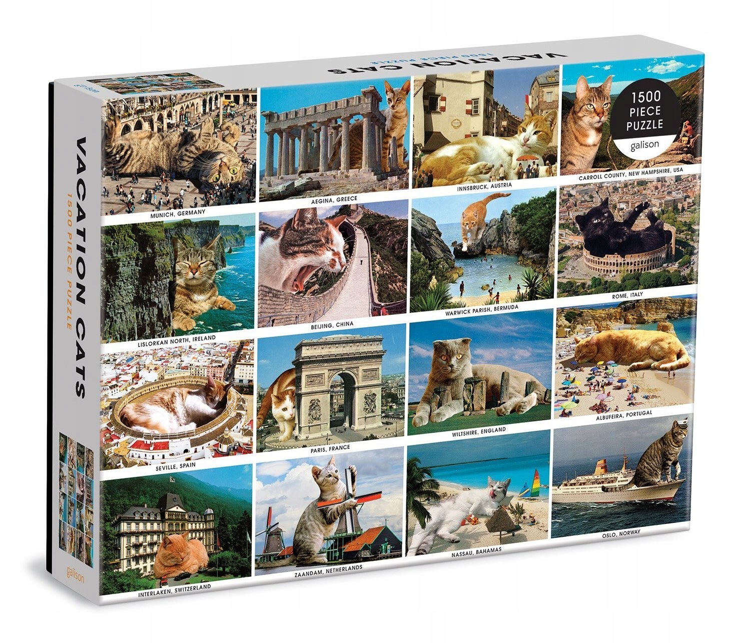 Galison Puzzle Kočky na dovolené 1500 dílků