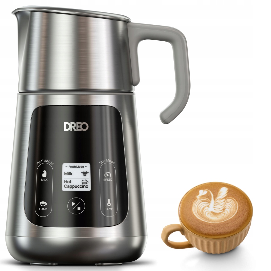 Dreo Spieniacz do Mleka 800 ml Latte Art 30+ Programów LCD All-in-1,