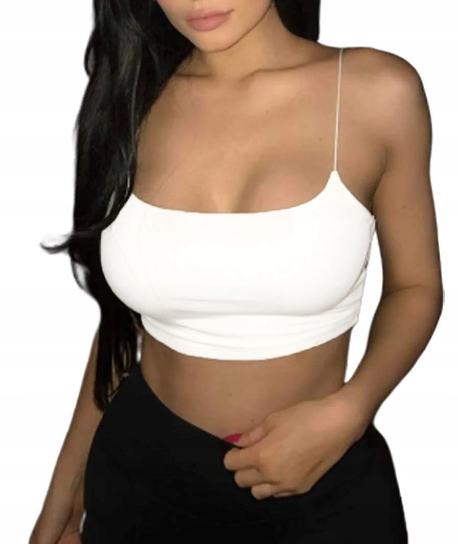 

Crop Top Bawełniany Na Ramiączka Biały L/XL