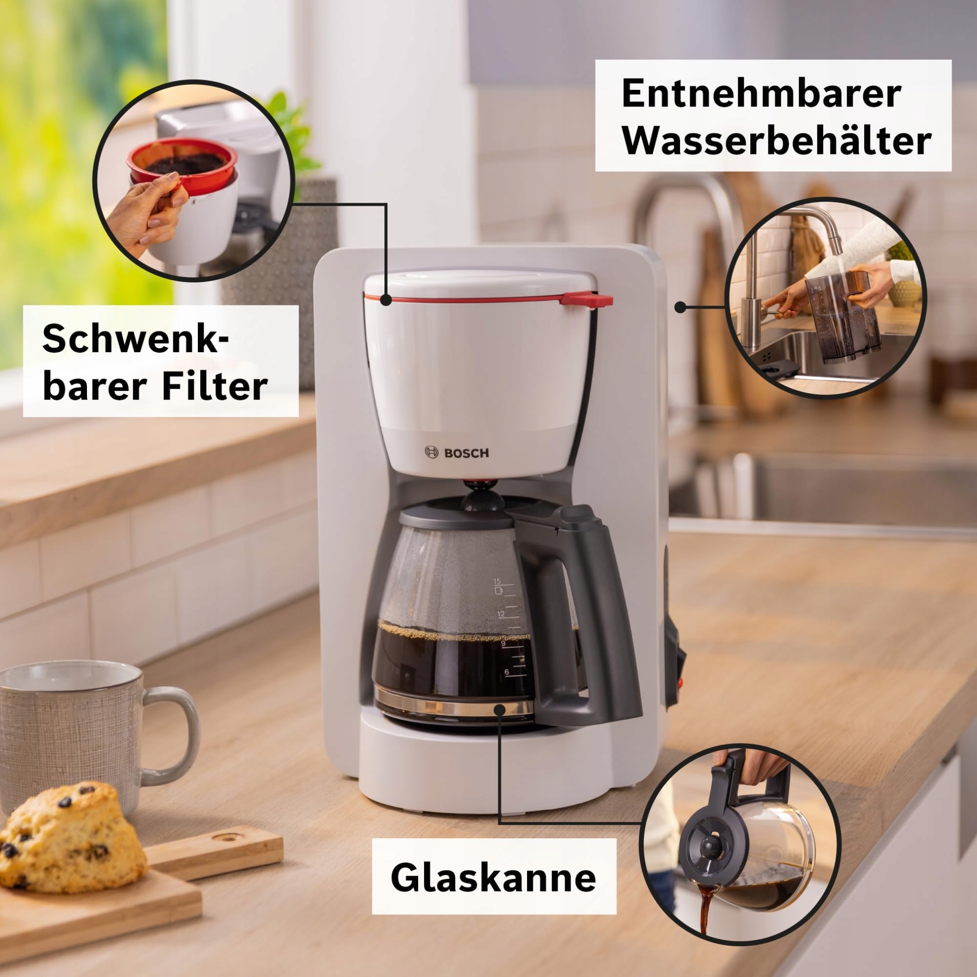 BOSCH Ekspres Do Kawy MyMoment 1,25L 10-15 Filiżanek Biały — miniatura 3