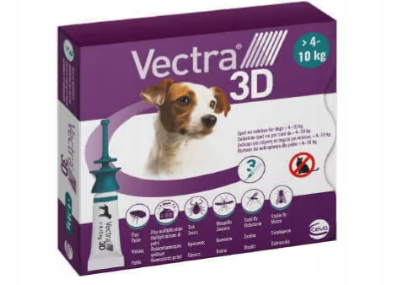 Vectra 3D 4-10 kg na pchły, komary i kleszcze 3 dawki