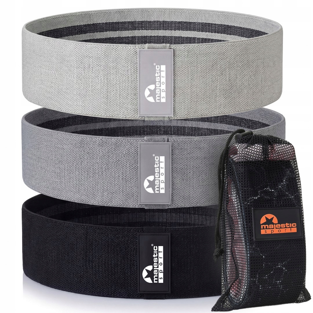 Zestaw gum do ćwiczeń Hip Band taśmy oporowe materiałowe fitness x3