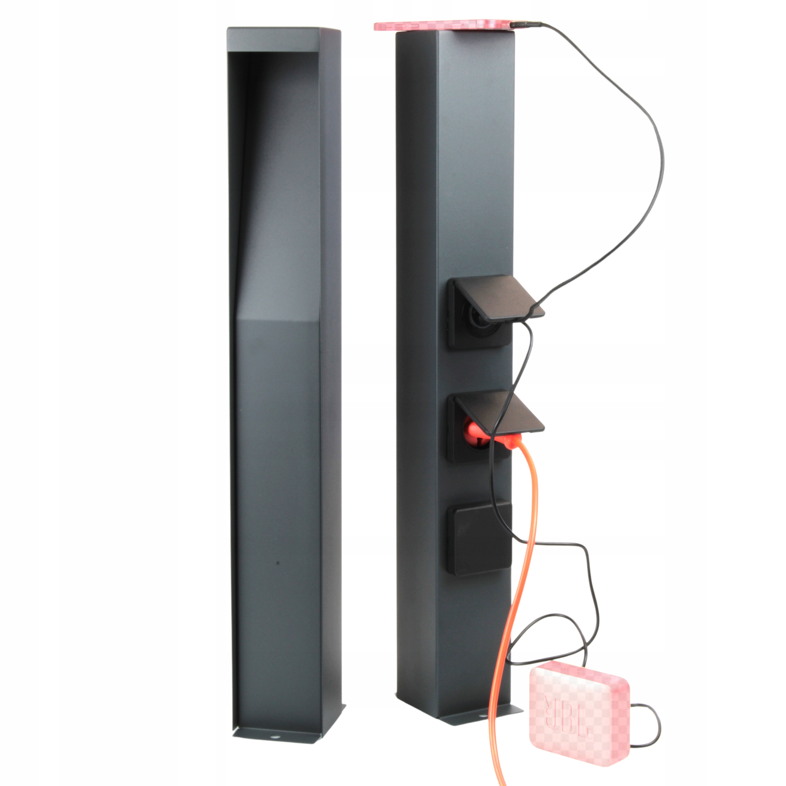 Lampa ogrodowa Led Słupek elektryczny z Dwoma Gniazdami oraz Usb Antracyt