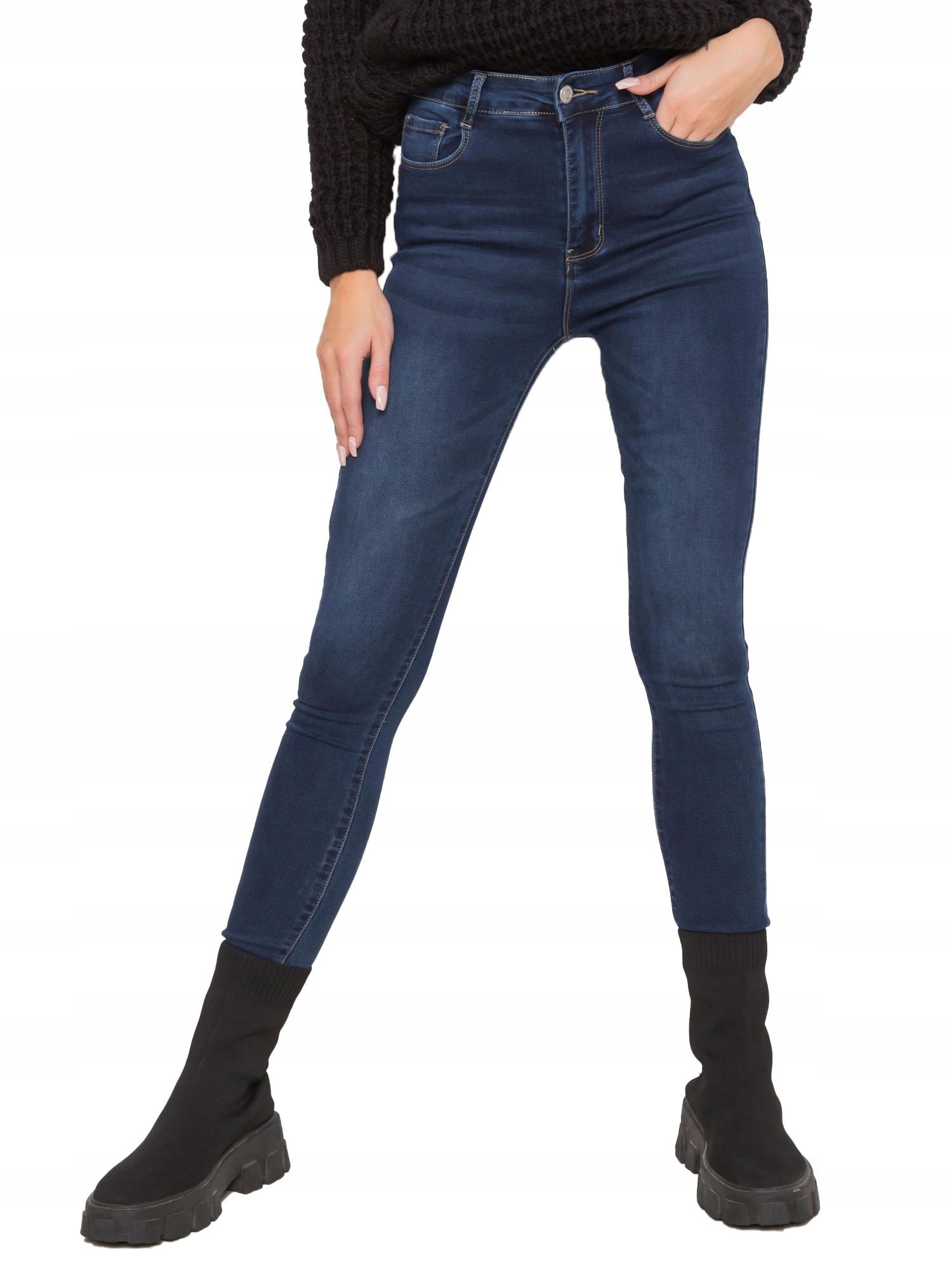 

Dopasowane Jeansy damskie wysoki stan Rurki - Xs