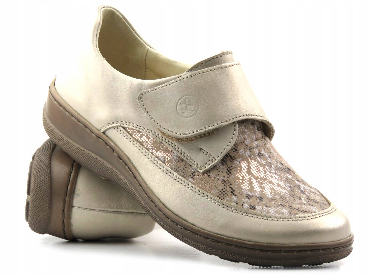 PÓŁBUTY DAMSKIE HELIOS 395 KOMFORT SKÓRZANE ZŁOTE