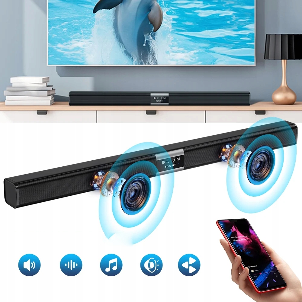 Mocny Soundbar Bluetooth Głośnik Usb Telewizor Bluetooth Aux Zestaw