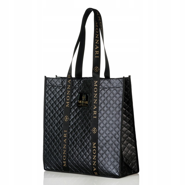TORBA NA ZAKUPY Czarna MONNARI Duża POJEMNA A4 WODOODPORNA KIESZEŃ Kolekcja Wiosna Lato 2024