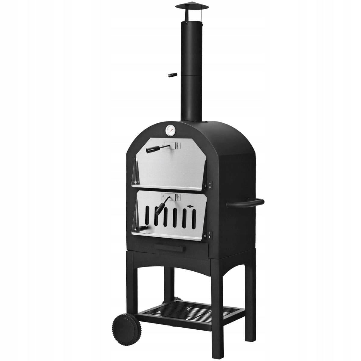 Przenośny Piec Ogrodowy Do Pizzy Na Kółkach Na Drewno 164,8 X 59 X 46 CM