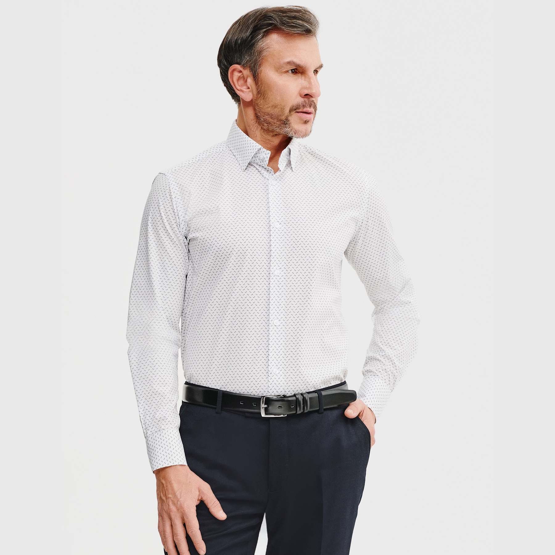 Bílá pánská košile s jemným vzorem Pako Lorente vel 3XL