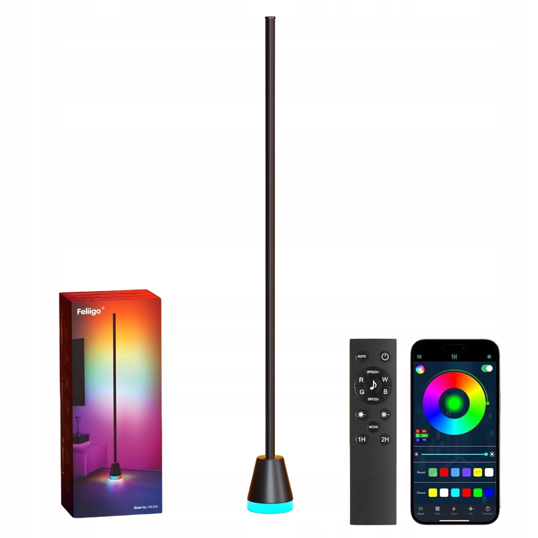 Led Podlahová Lampa Feliigo Inteligentní Smart Rgb 16 Milionů Barev +dálkový Ovladač Diy