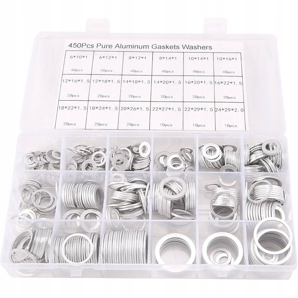 Zestaw Podkładek Aluminiowe MIX M6 M24 (450 szt.) Podkładki Aluminiowe