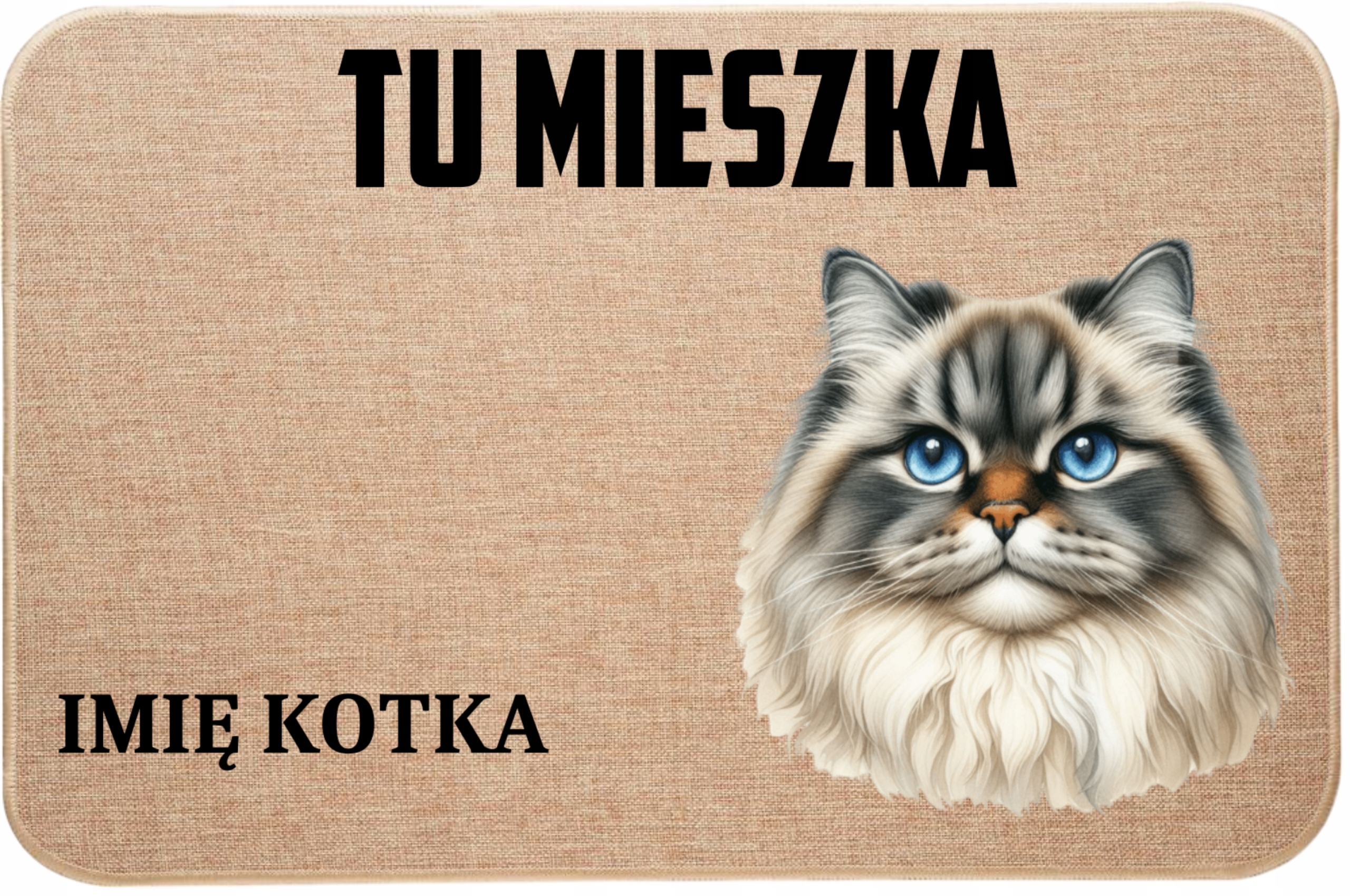 Ľanová Vstupná Rohožka Tu Býva Meno Mačiatka