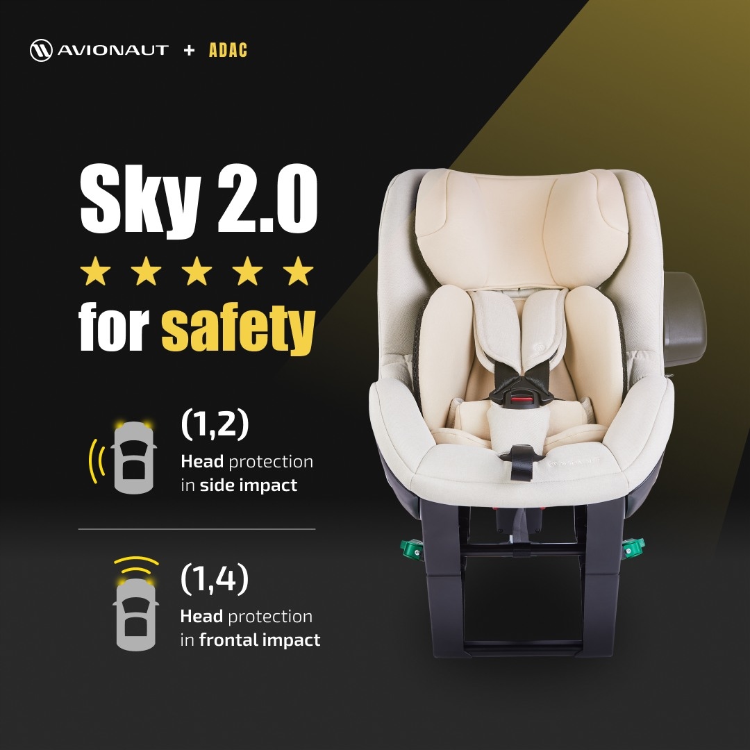 FOTELIK SAMOCHODOWY AVIONAUT SKY 2.0 Test Plus 40-125c 0-25kg Tyłem Do 6lat Model 2.0