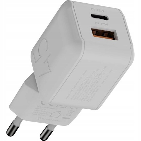 Síťová nabíječka Xtorm 45 W GaN Usb-c Pd Usb-a Qc 3.0 pro notebook, bílá