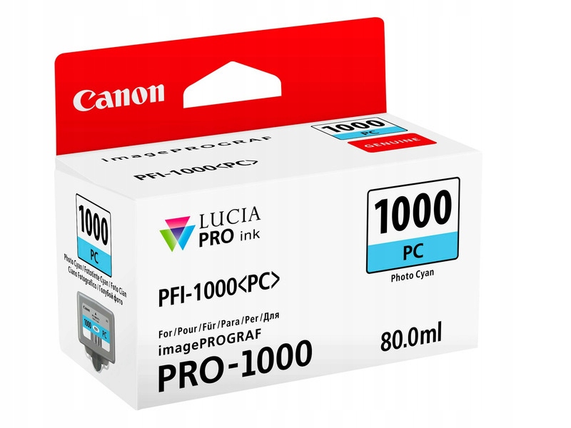 Inkoustová náplň Canon PFI-1000 Pc, 80 ml, foto azurová