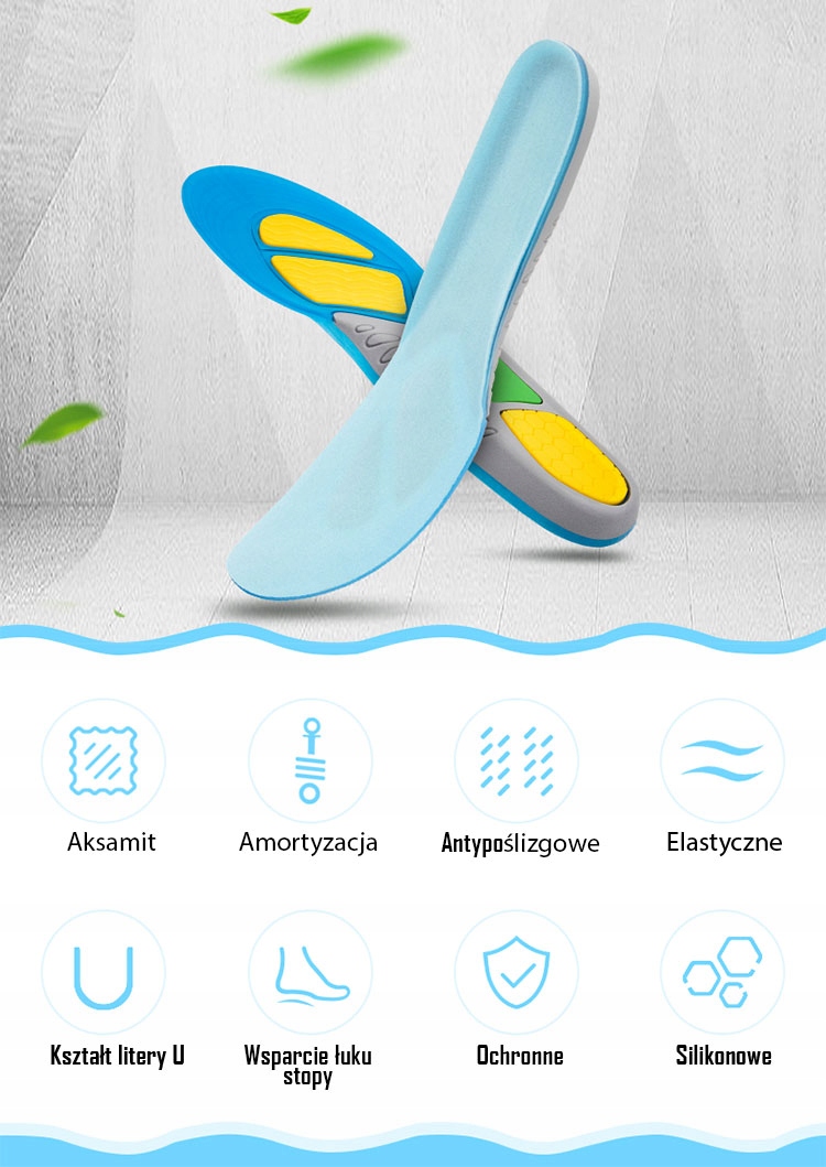 WKŁADKI DO BUTÓW ŻELOWE SILIKONOWE AMORTYZACJA 41-45 Marka inna