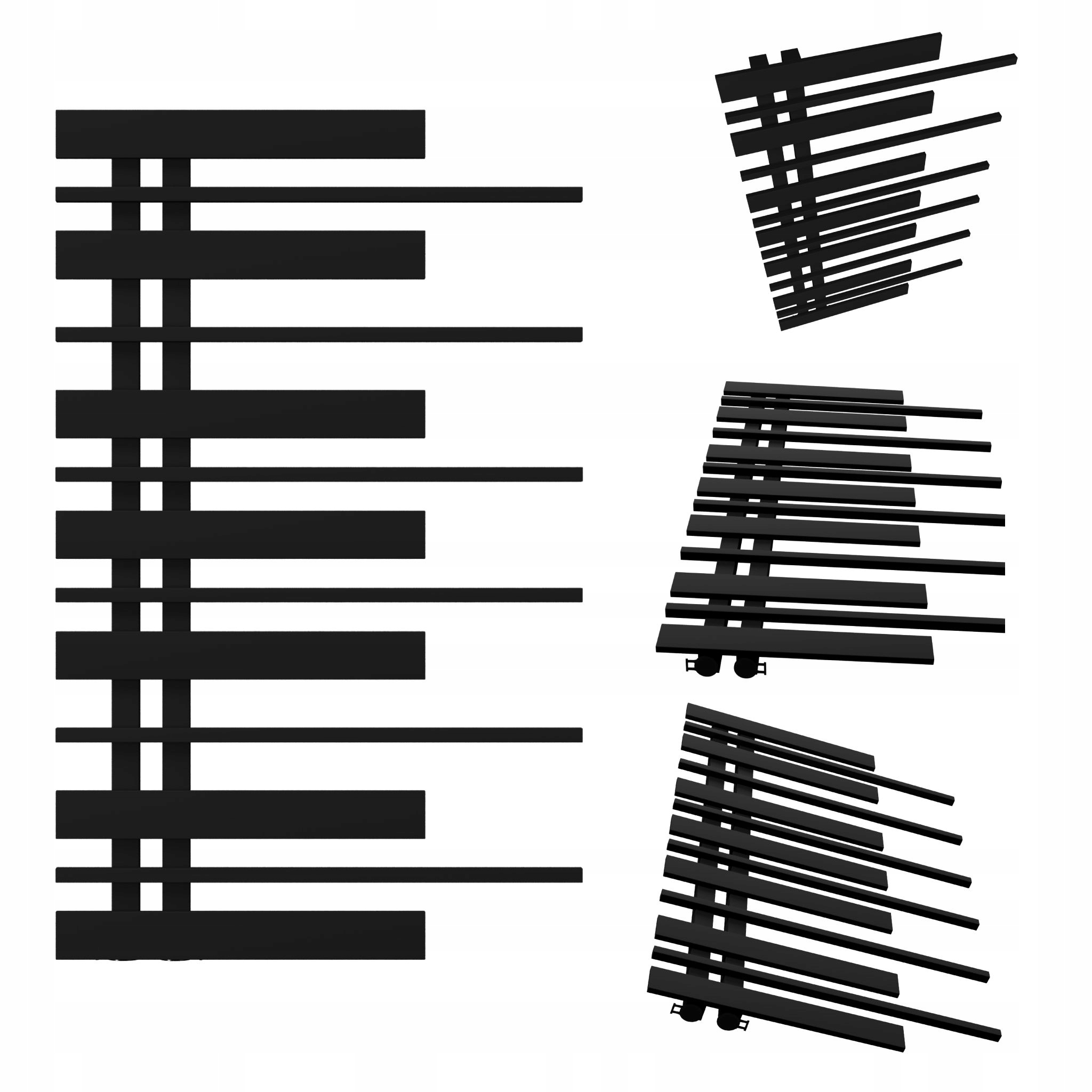 Dekorativní radiátor Piano Levý 870x570 Černá Struktura