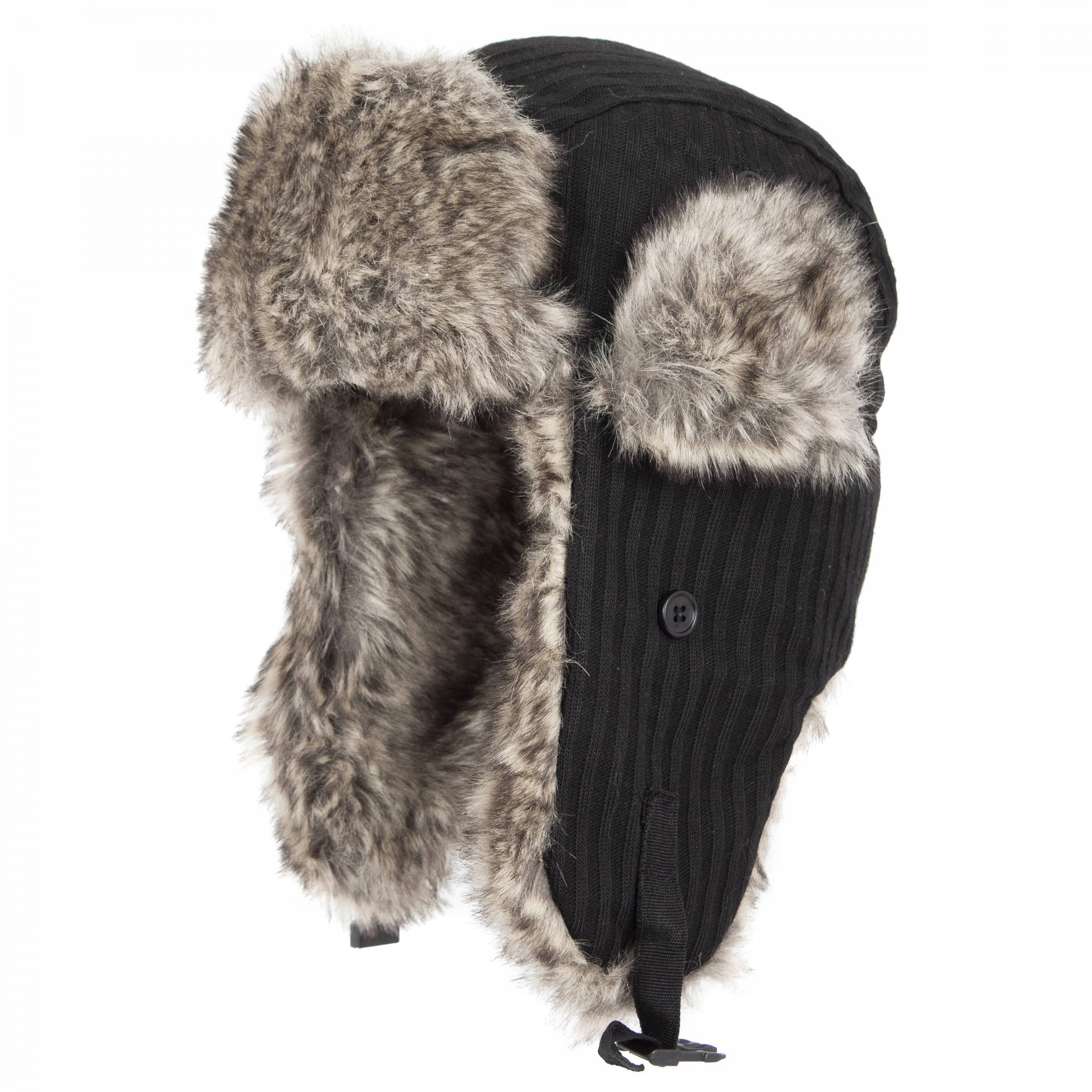 W181A CZAPKA ZIMOWA ELEGANCKA USZATKA CZARNA R.58