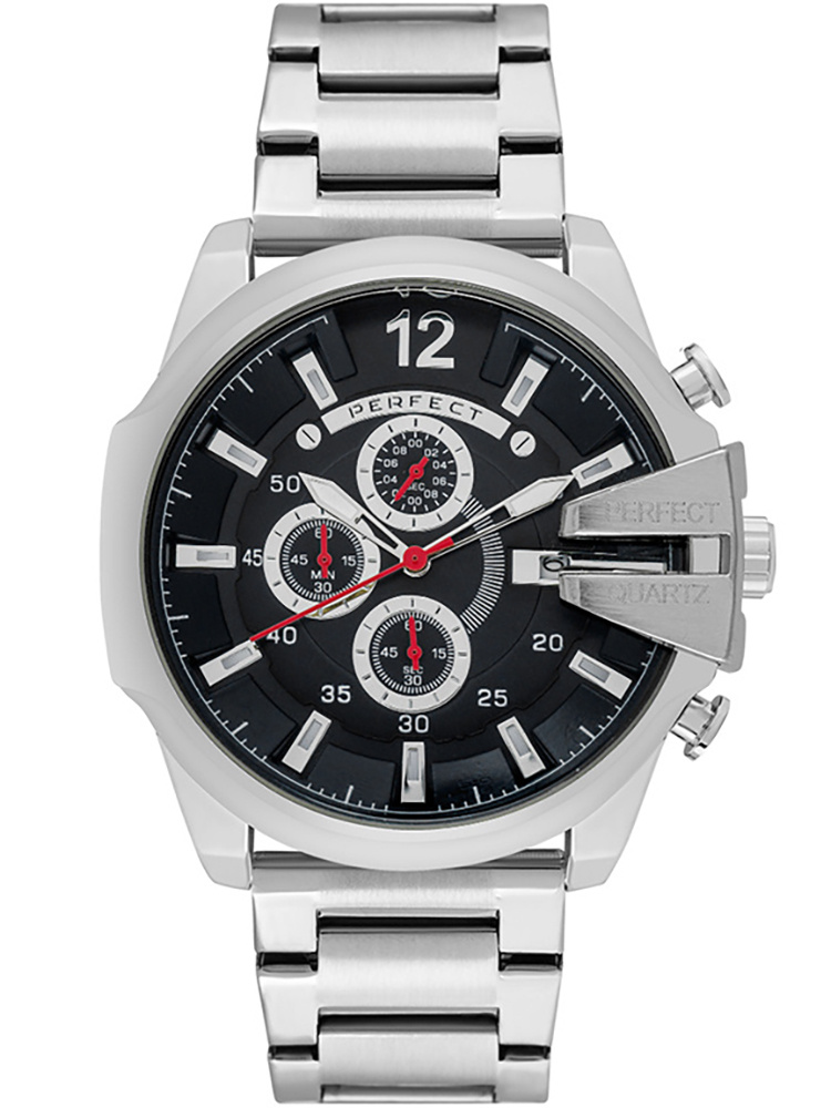 Pánské Hodinky Perfect M513CH-03 Stříbrný Náramek Chronograf Pro Kluka