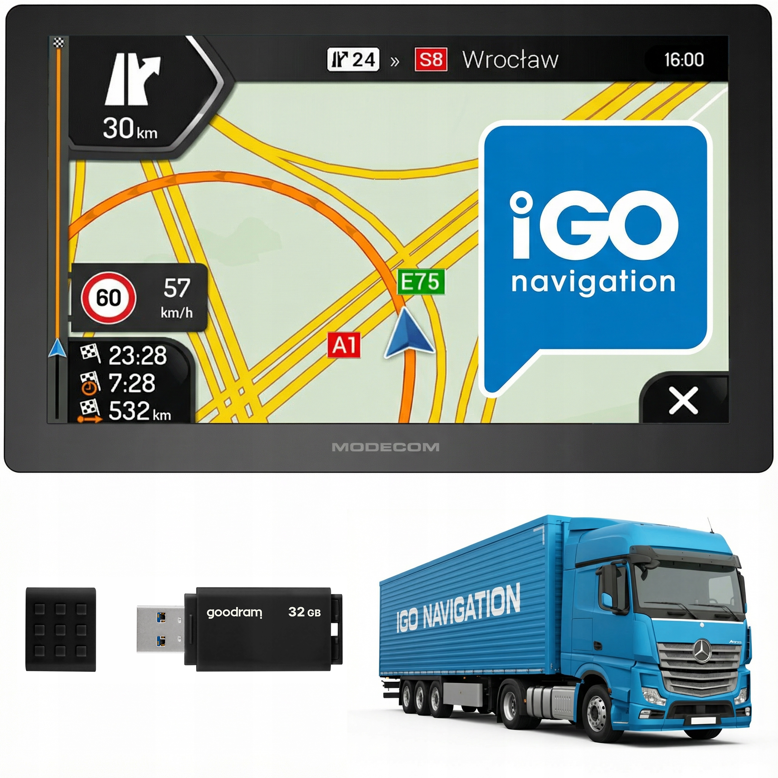 Navigace nákladního vozidla Modecom CX 7.0 iGO Primo Truck Tir Bus Fotoradary 2026