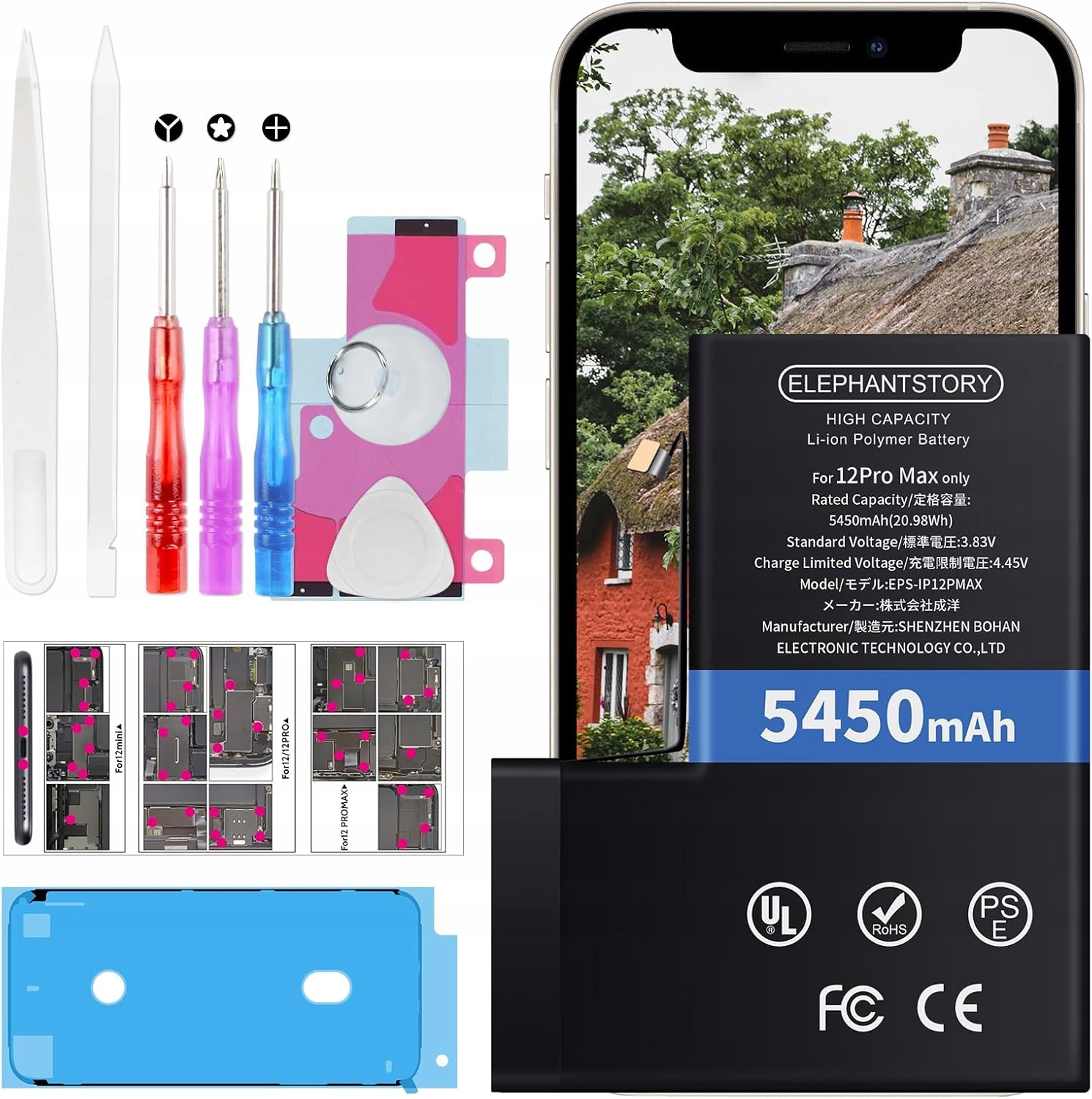 Elegantní Akumulátor pro iPhone 12 Pro Max, 5450 mAh, velká kapacita