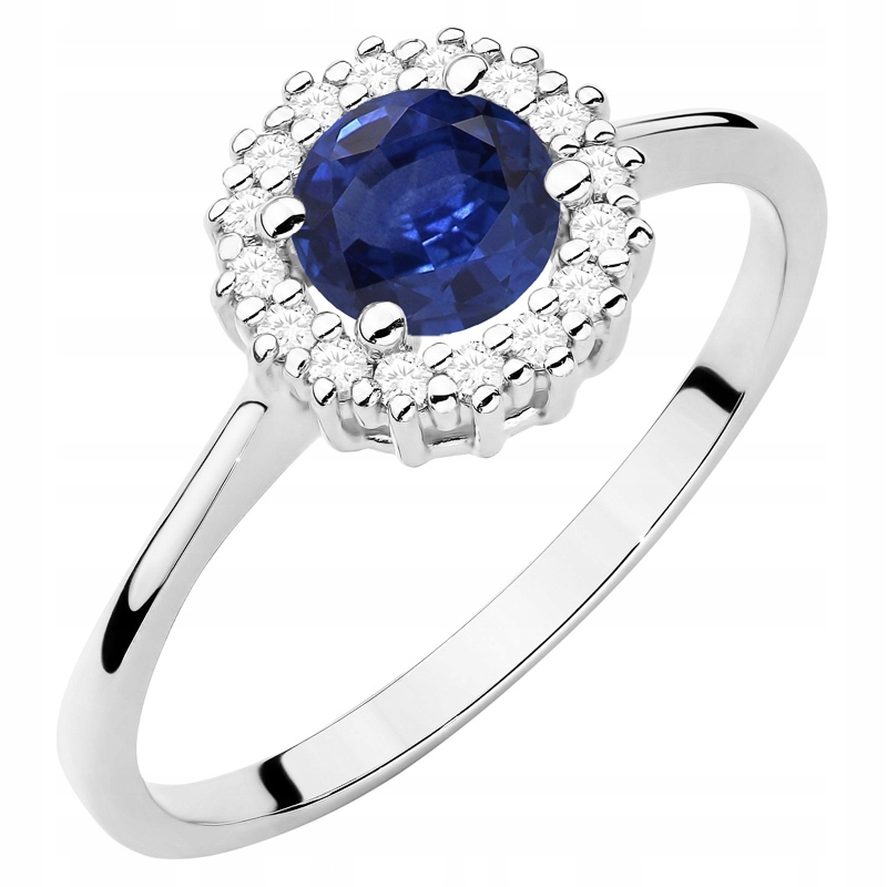 Zlatý Prstýnek pr. 585 14k s brilianty a safírem 0,50ct