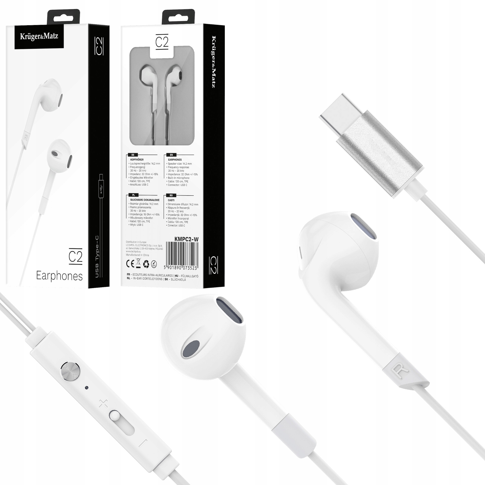 

Słuchawki douszne Usb-c Typ C Kruger&Matz C2