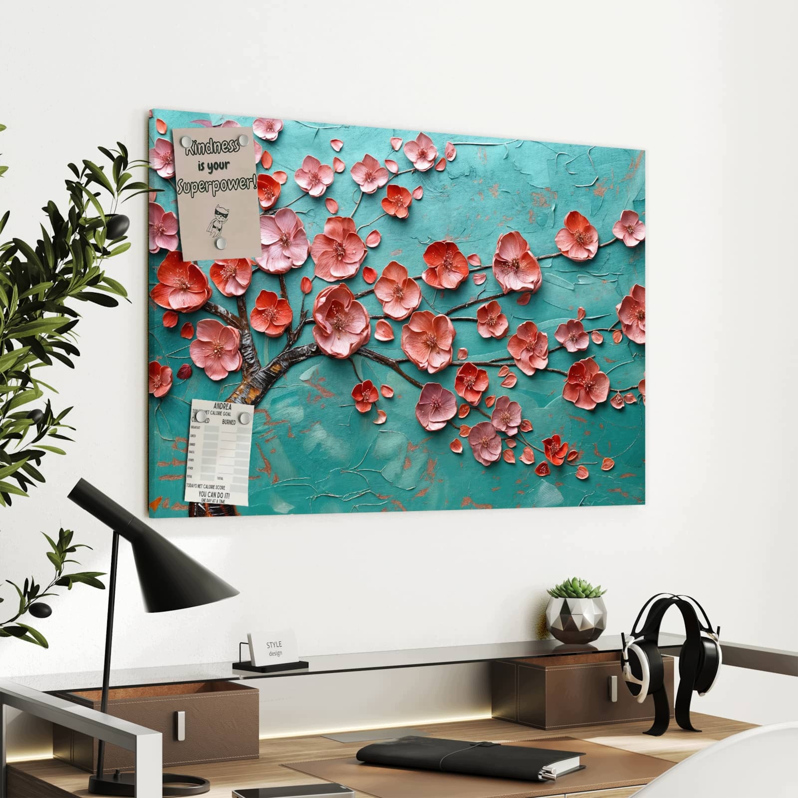 Magnetická tabule Kvetoucí strom Umění 90 × 60 cm