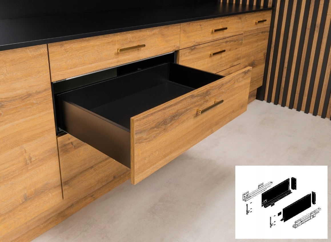 Šuplík Hafele Matrix S Slim Střední 550 Černá