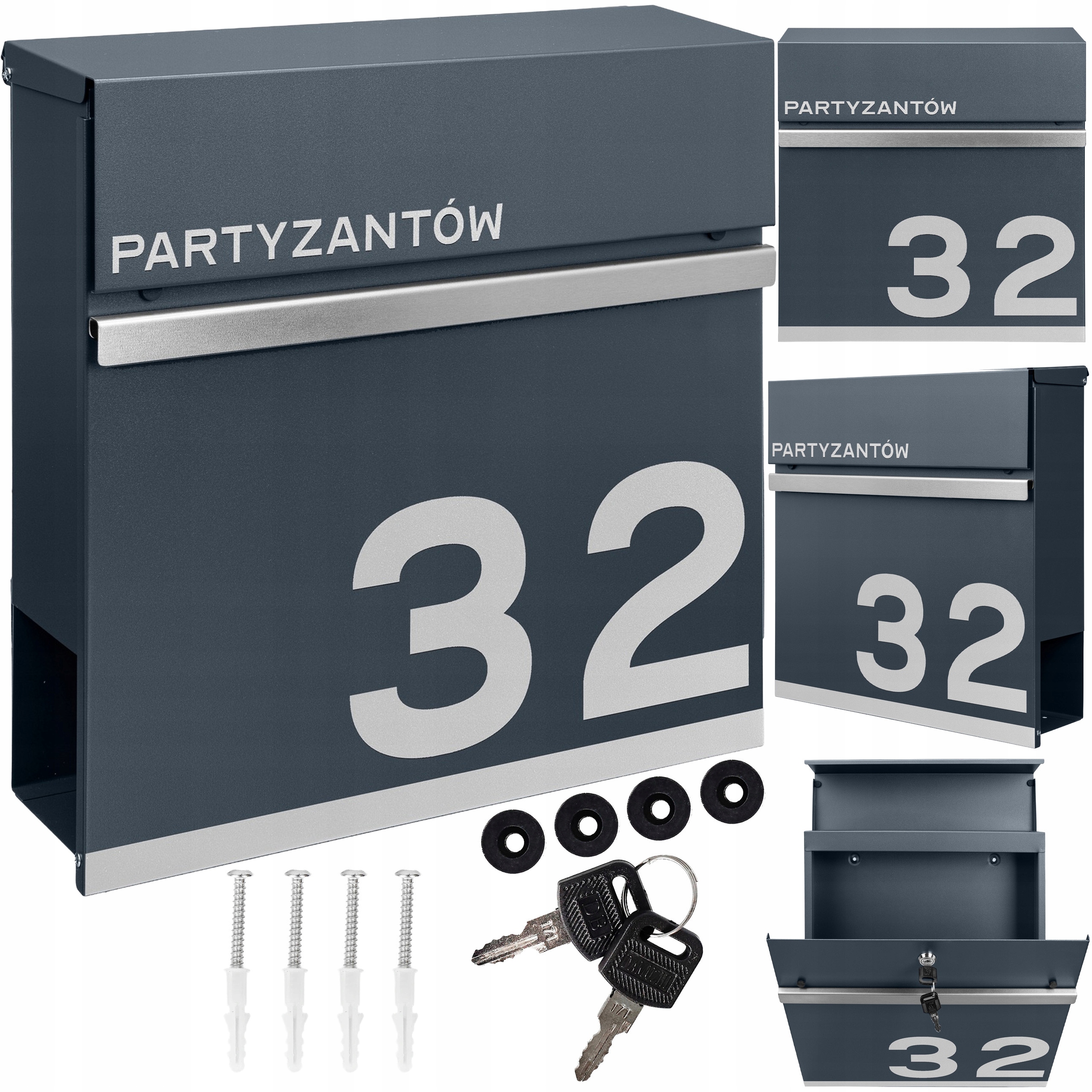 Poštovní Schránka Na Dopisy Novin Mtec Antracit Nápis Adresa Ulice Číslo