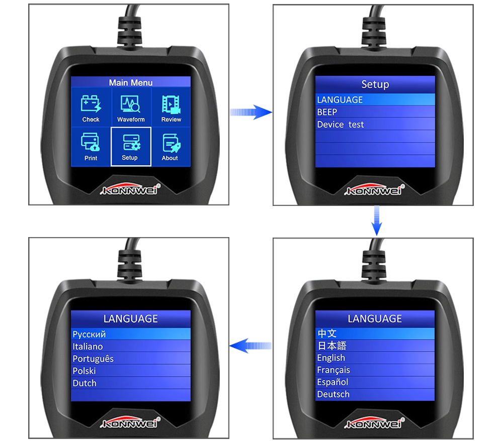 Tester do baterii akumulatorow 12V KONNWEI KW600 EAN 5903641879200