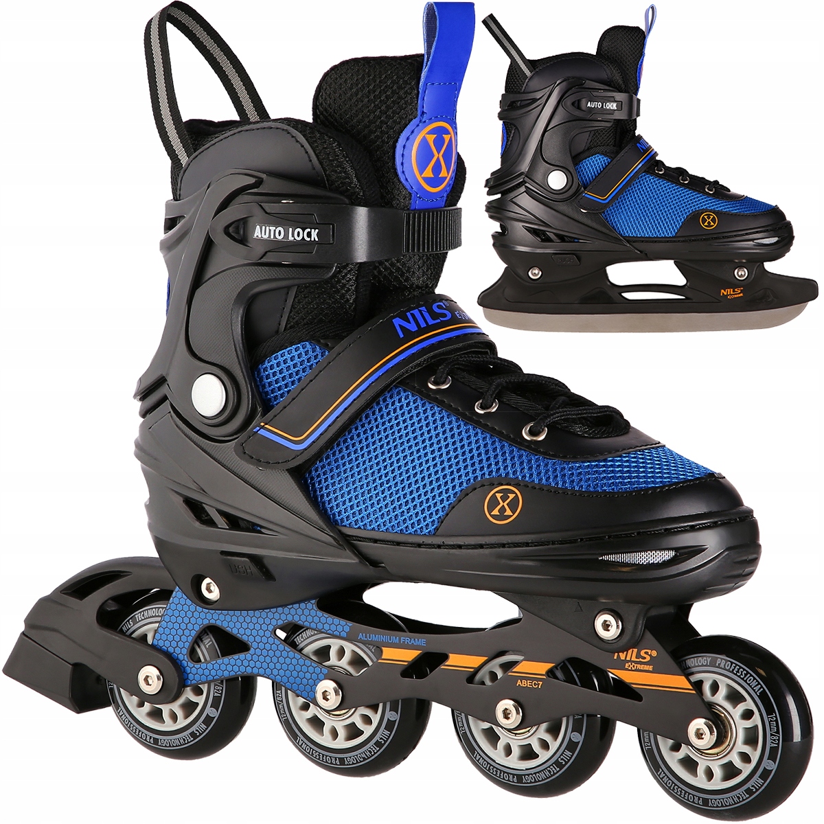 ŁYŻWOROLKI 2W1 ROLKI ŁYŻWY HOKEJOWE DAMSKIE MĘSKIE ABEC7 REGULOWANE r.39-43