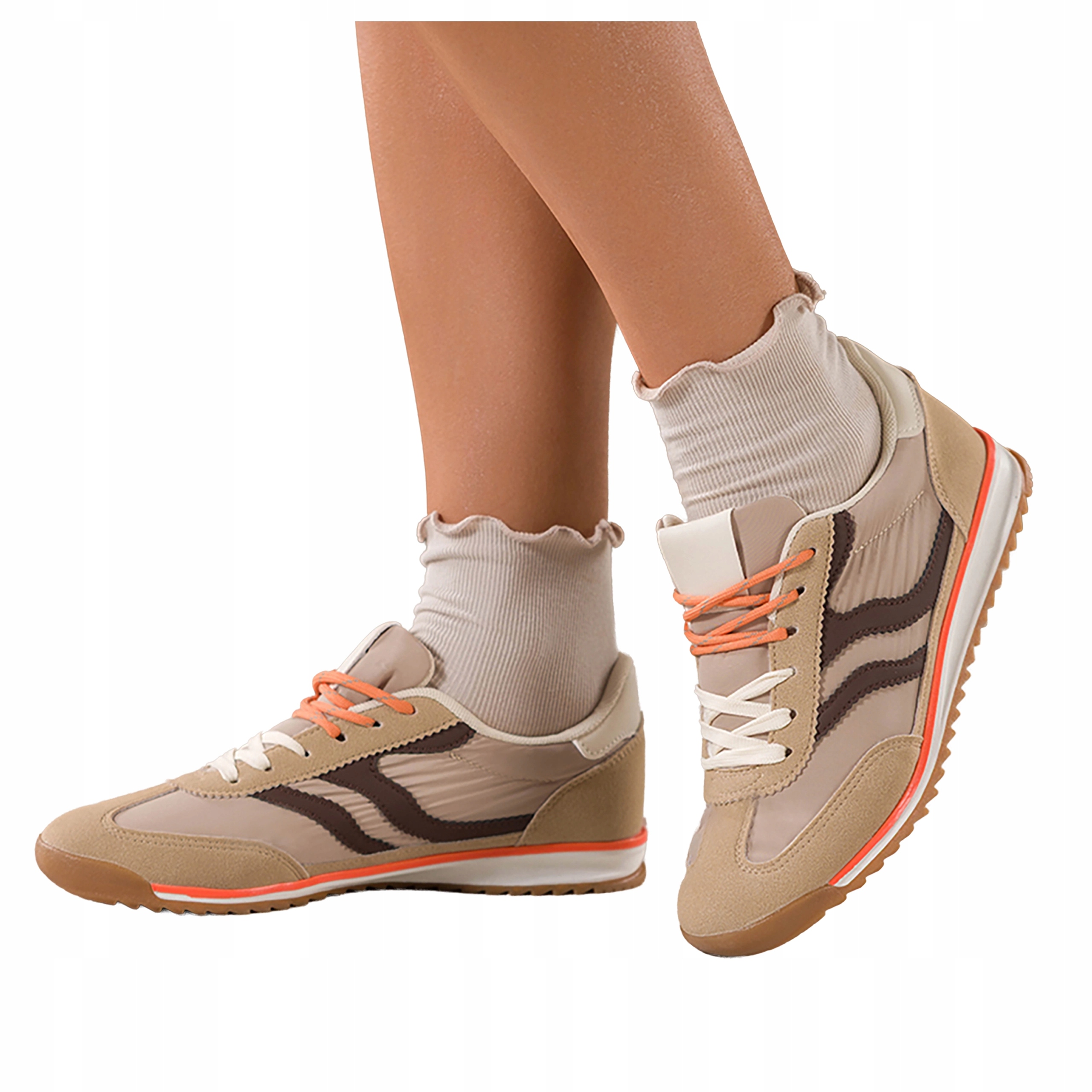 Sneakersy Tmavě béžové Dámské Sportovní Ploché Šněrovací Pohodlné vel. 40