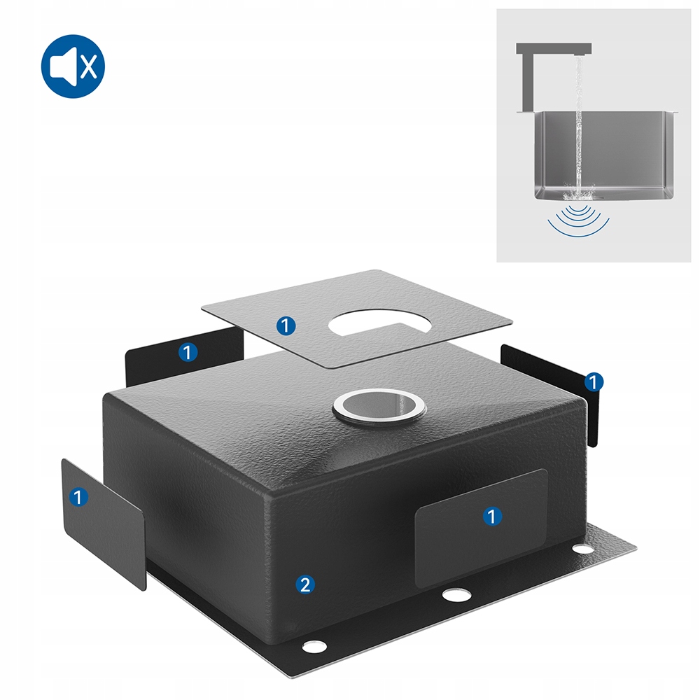 54x49CM zlewozmywak kuchenny stalowy z dozownikiem mydła i systemem odpływowym, czarny Zawartość zestawu zlew