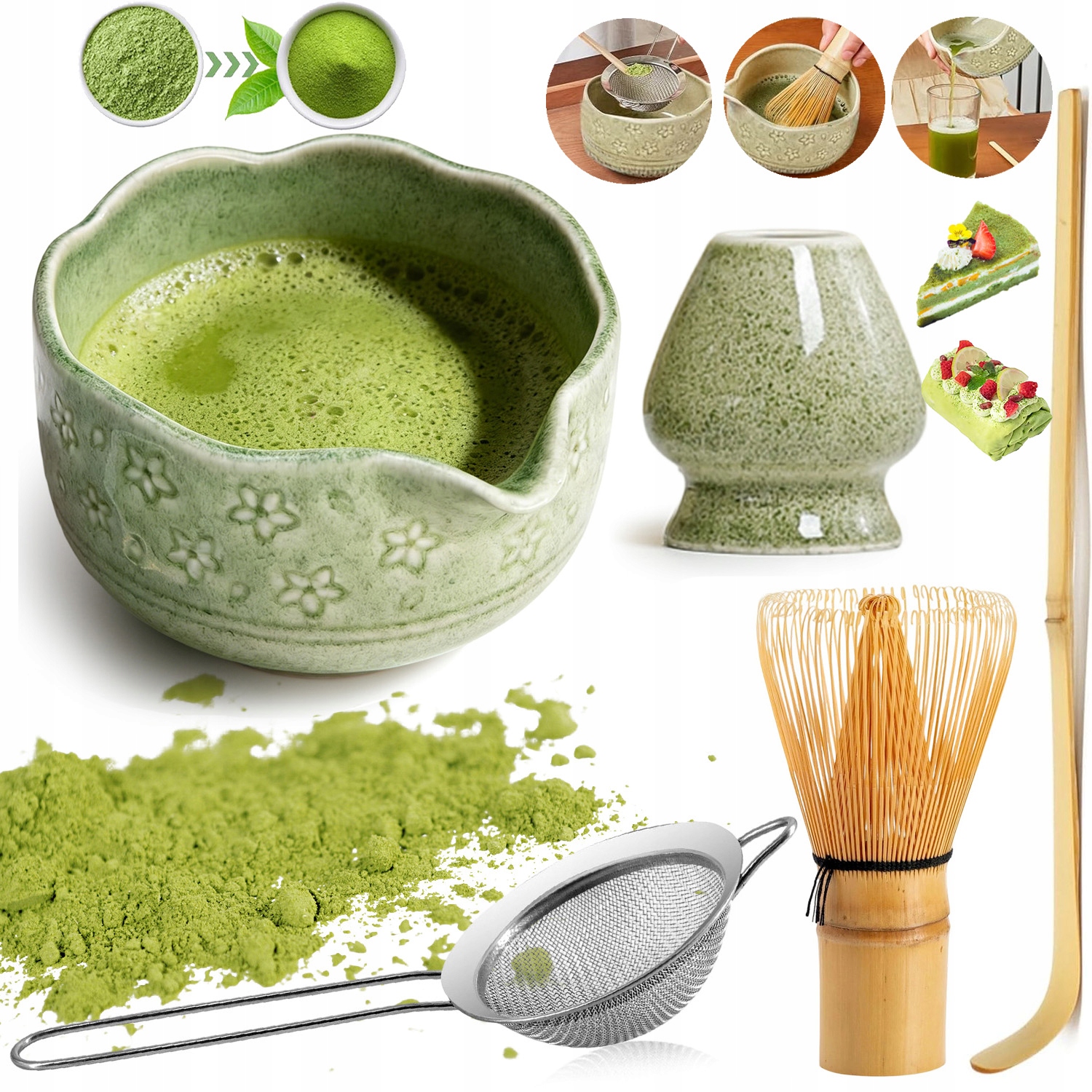 Bambusowy Zestaw Prezentowy Herbaty Matchy Chashaku Trzepaczka Łyżka 5 Szt.