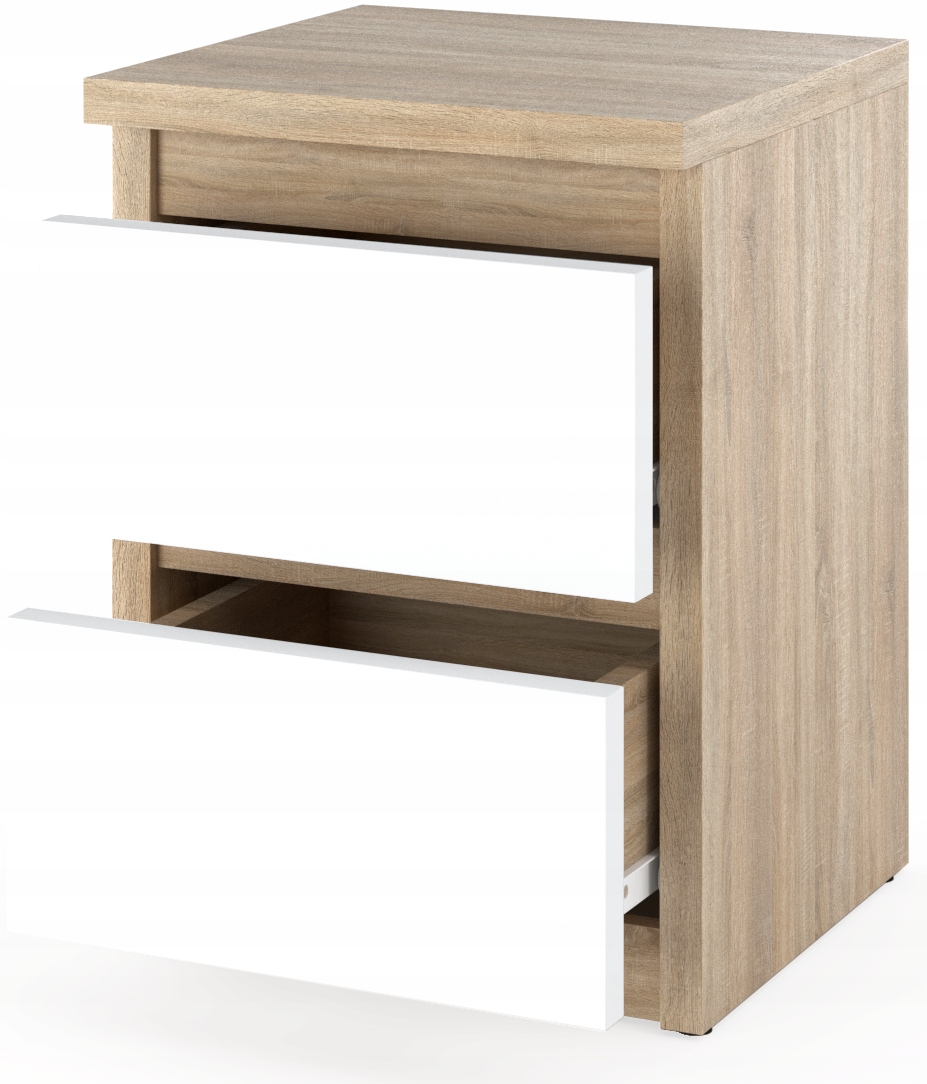 KOMODA SZAFKA NOCNA STOLIK Dąb Sonoma Biała Mat Marka Stiv-Meble