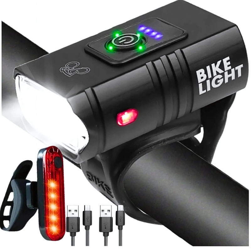 Zestaw Lampek Rowerowych Led Przód Tył Akumulator Usb 6 Trybów Mocne 2szt