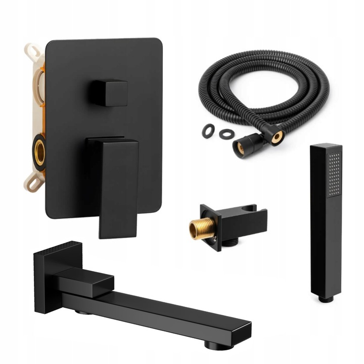 Podomietková Vaňová Batéria Čierna Matná Sada S Výtokom Do Vane S Kohútikom
