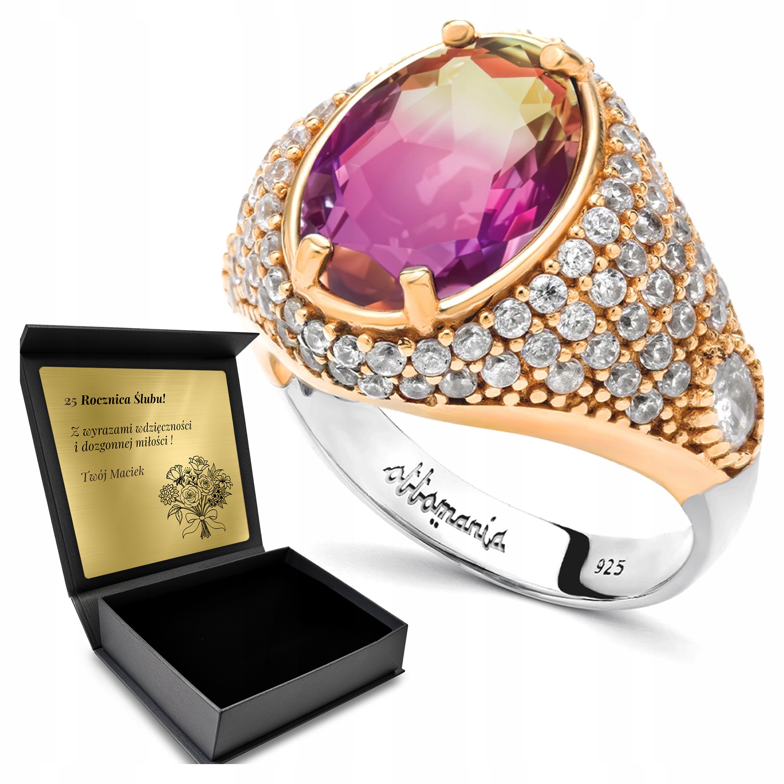 Prstýnek 925 Zirkony Ametryn Šperky Pro Ženy Gravírování