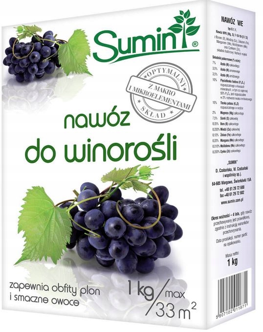 

Sumin Do Winorośli 1kg Nawóz Winogron Obfity Plon