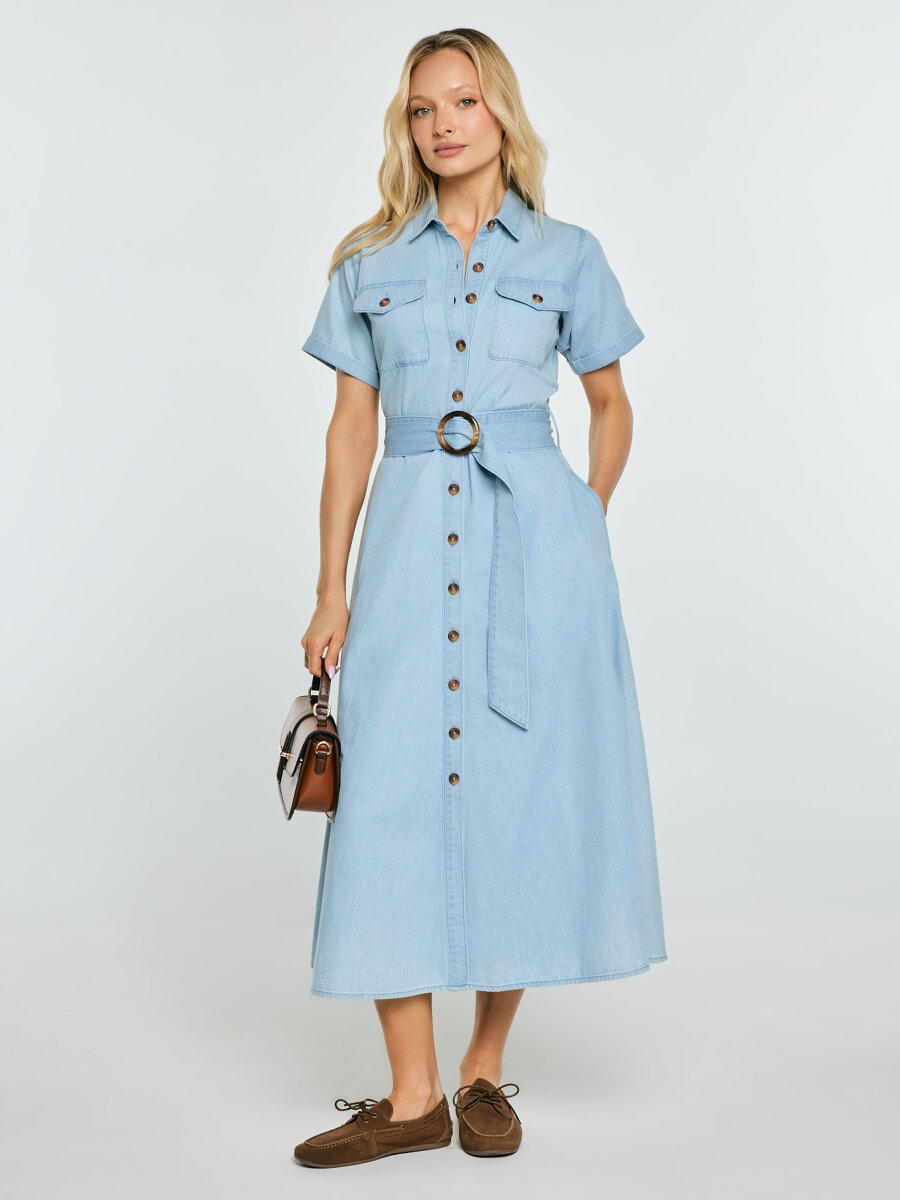 Big Star Šaty trapézové modré Becca 136 S