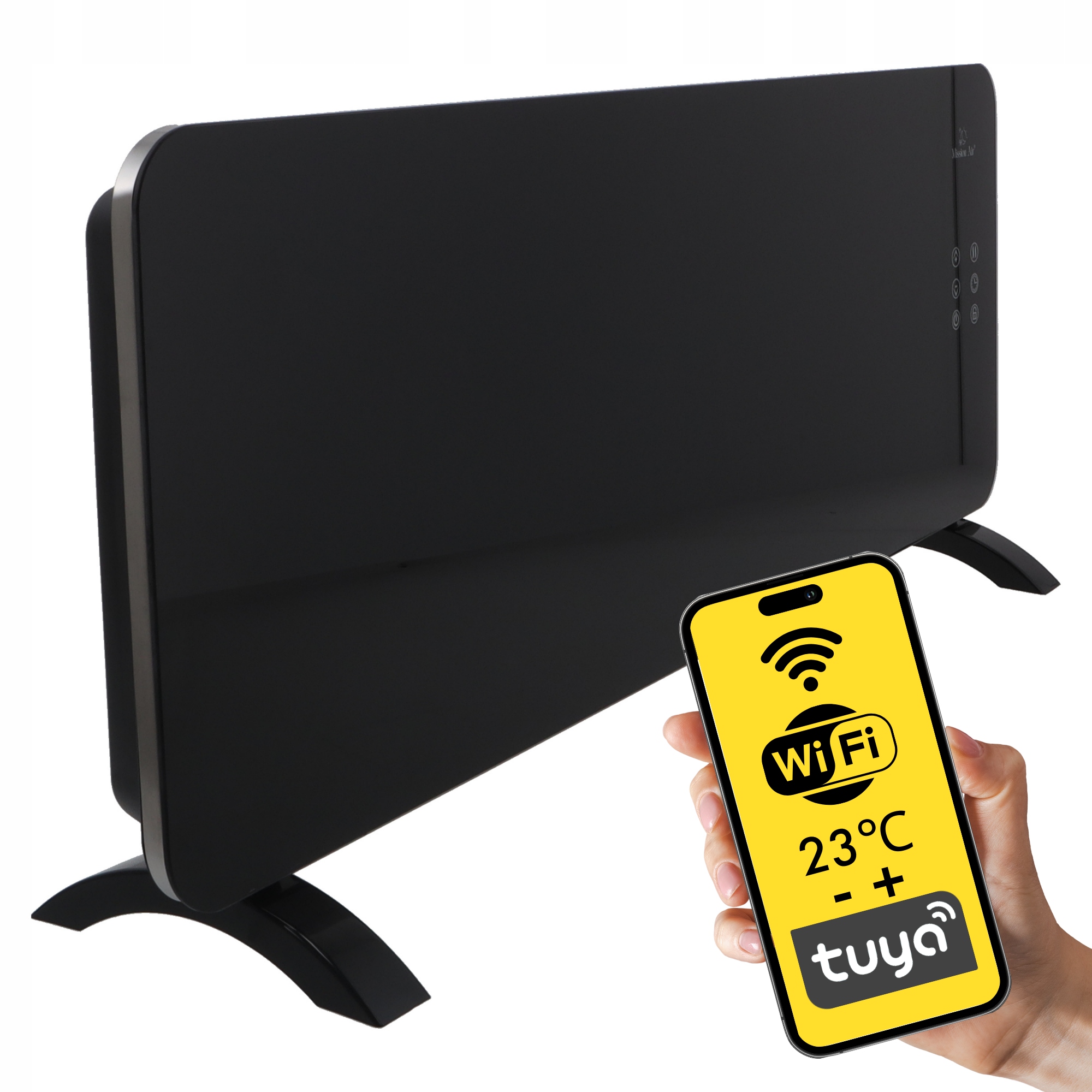 Elektrický Konvektorový Ohřívač Skleněný Panel energeticky úsporný 2400W WiFi