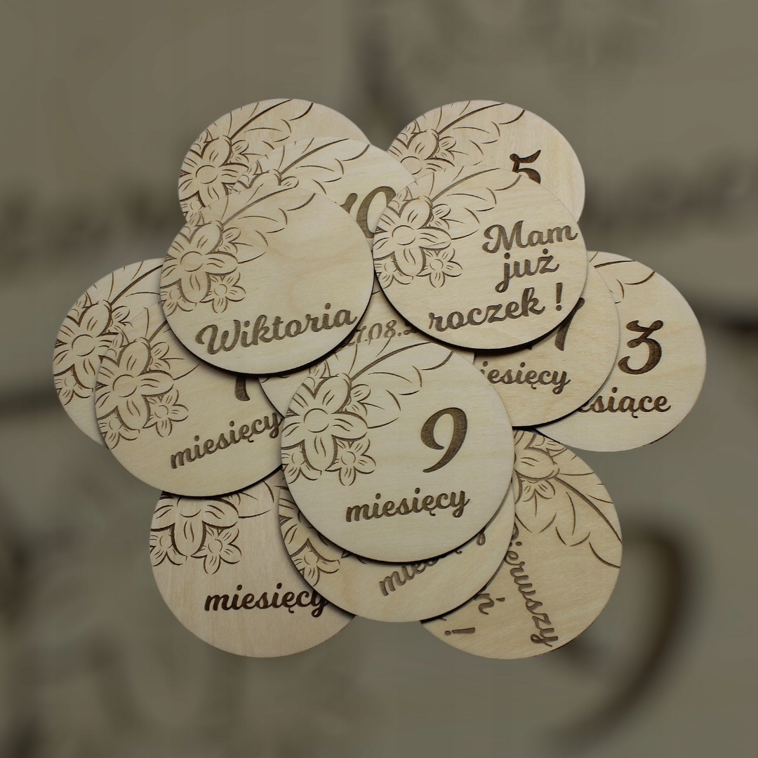 TABLICZKI DO ZDJĘĆ Z MIESIĄCAMI KRĄŻKI KARTY GRAWER Marka inna marka