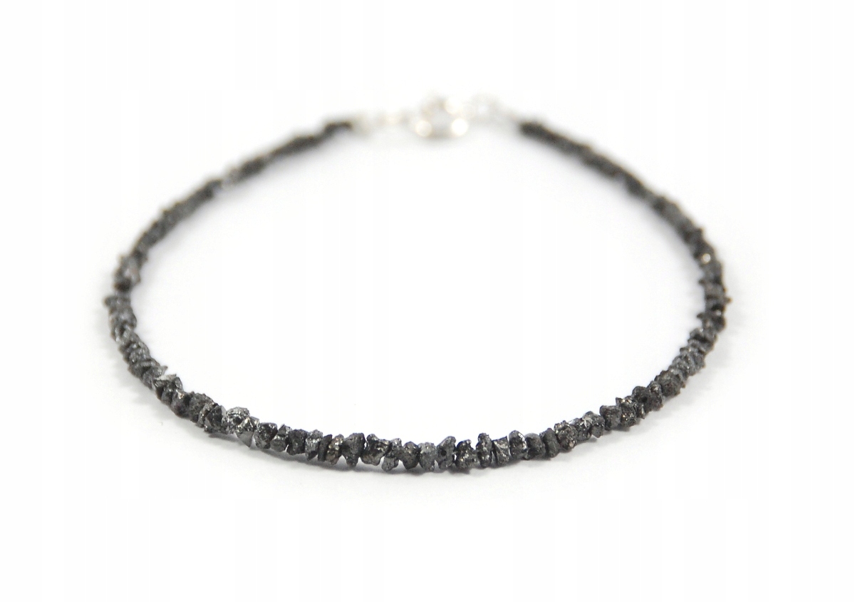 Přírodní náramek Černé Diamanty surový diamantové zapínání stříbro 925