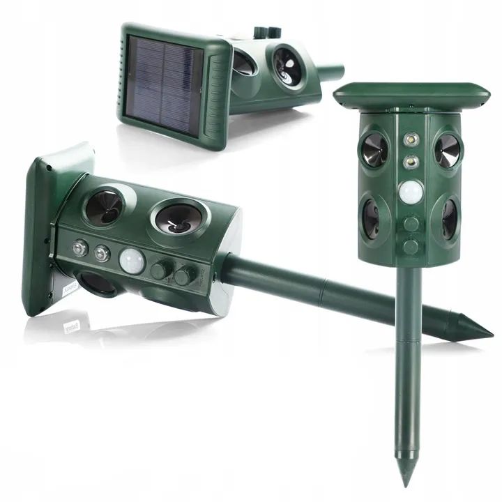 Odstraszacz Zwierząt Solarny Ultradźwiękowy Gryzonie Krety Kuny