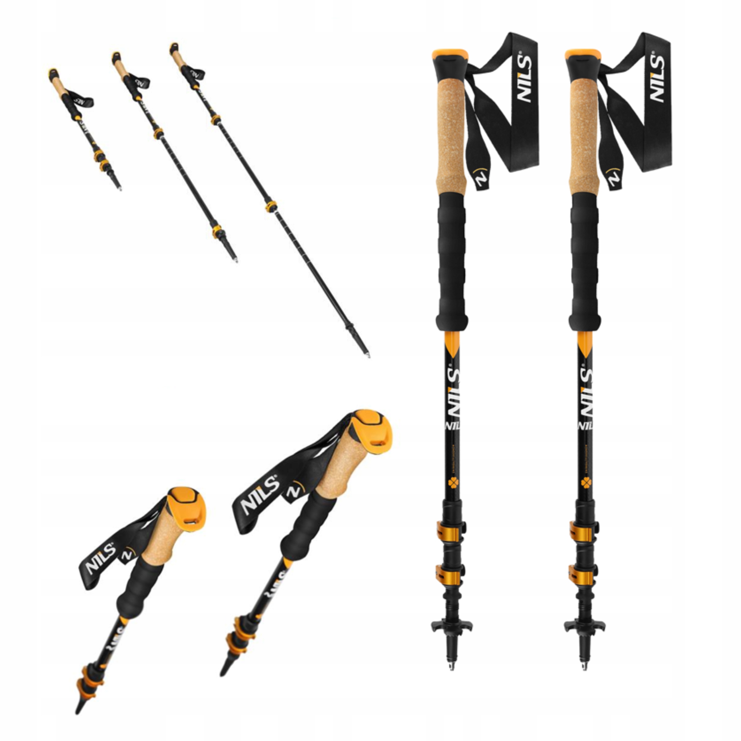 Kijki trekkingowe kije do chodzenia regulowane czarne Nordic Walking